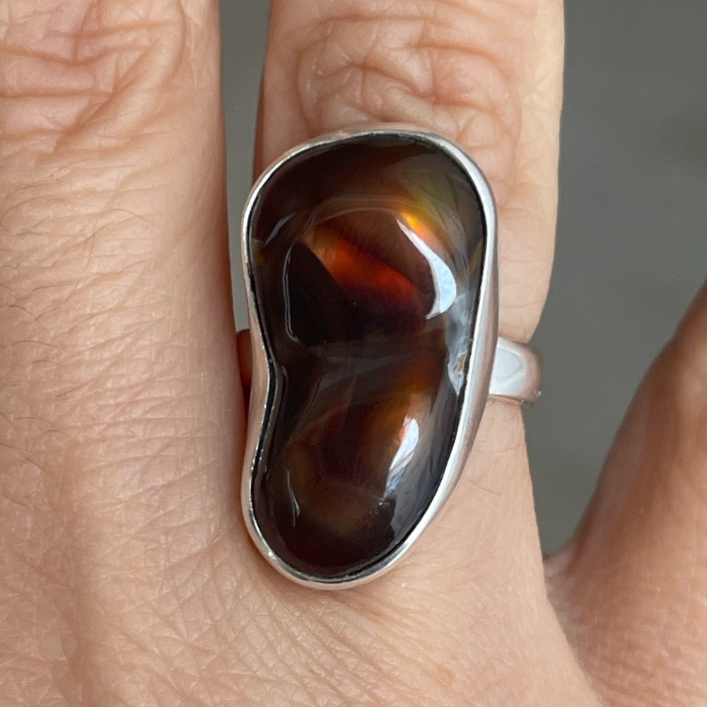 Huge fire agate solid sterling silver size 6.5 ring - Picture 12 of 12